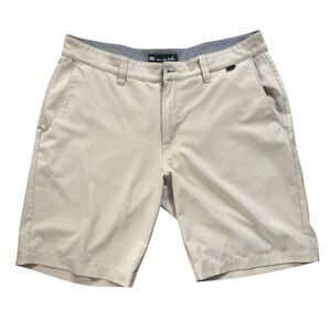 Travis Mathew Wanderlust Performance Shorts Micro Ripstop Mens 34 Beige Golf 9”